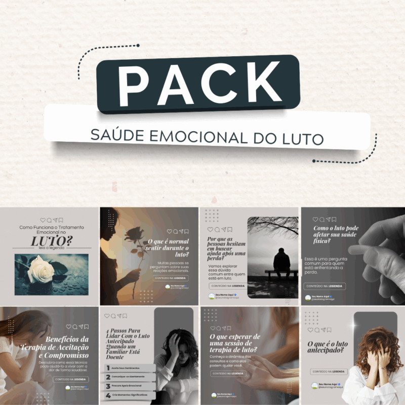Pack de artes Saúde Emocional do Luto